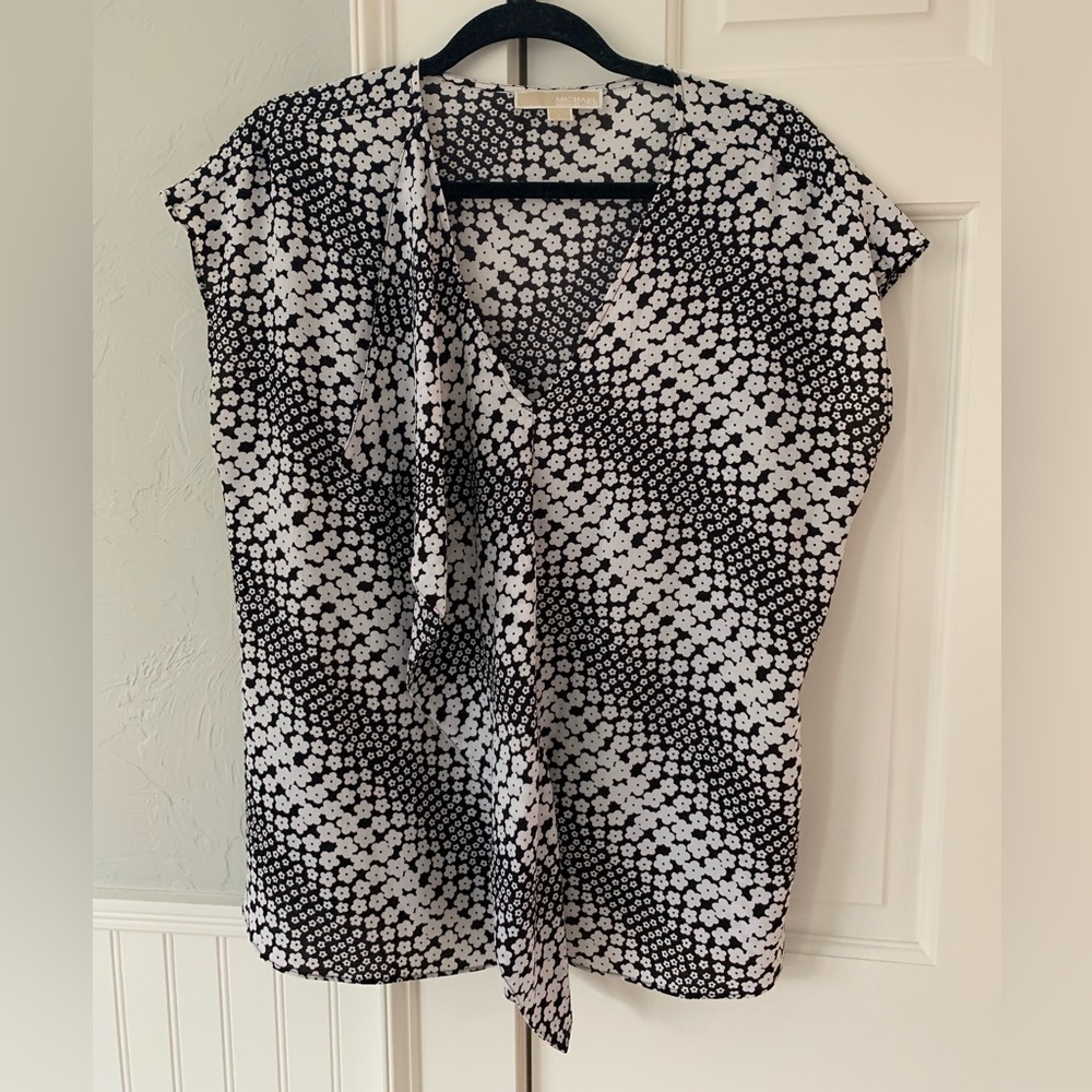 Michael Kors V-neck Draped Front Blouse